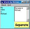 Word Separator screen